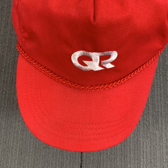 Vintage QR Rope Baseball Hat Mens OSFA Red White Adjustable Strapback Cap USA - Picture 4 of 14